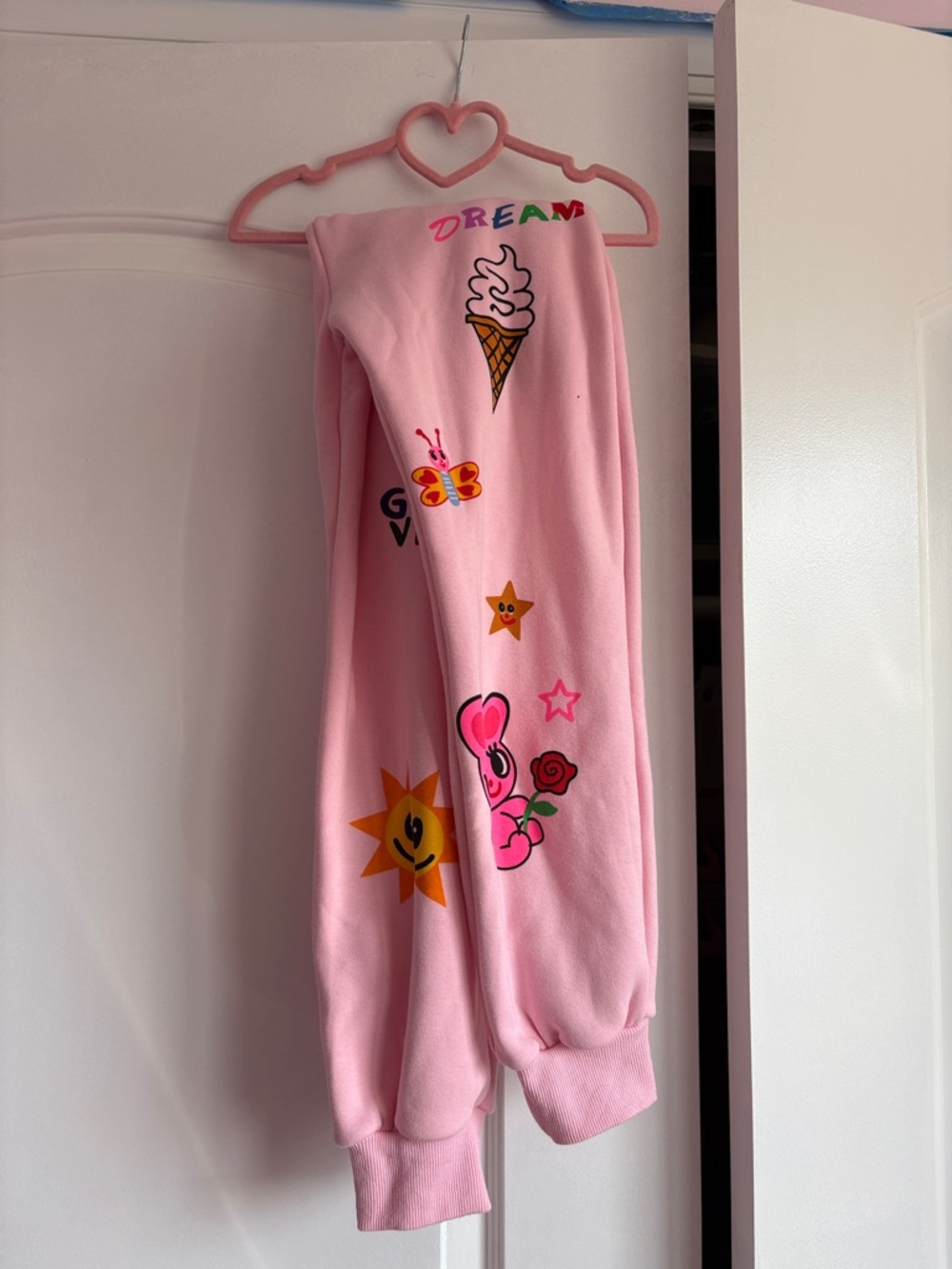 Lola + The Boys Pink Graphic Joggers with Ice Cream & Sun Motifs